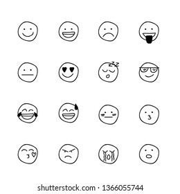 set emoticon or emoji doodle vector element