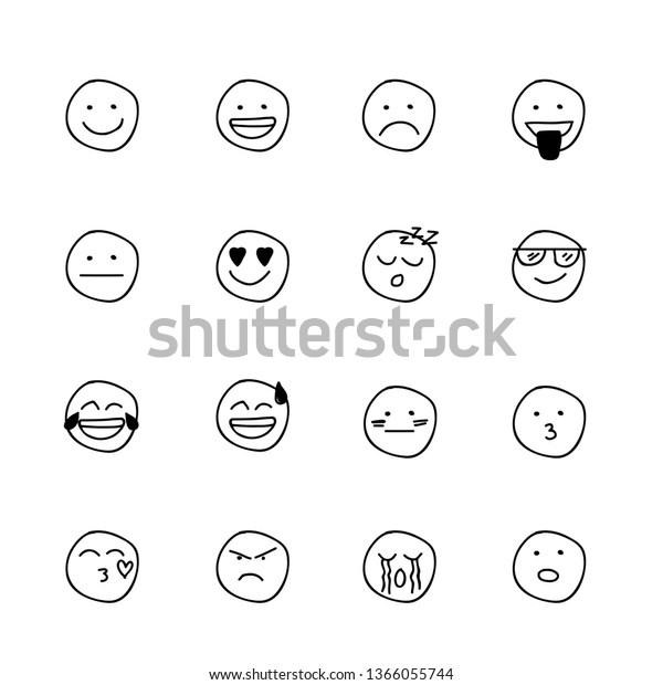 Set Emoticon Emoji Doodle Vector Element Stock Vector (Royalty Free ...