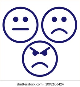 Set of emoticon set of emoji icon evil, irritated, angry.