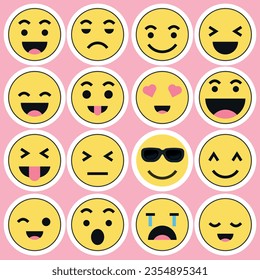 Conjunto de emoticonos emoticonos. Un conjunto de emojis de dibujos animados. Conjunto de emoticonos vectoriales