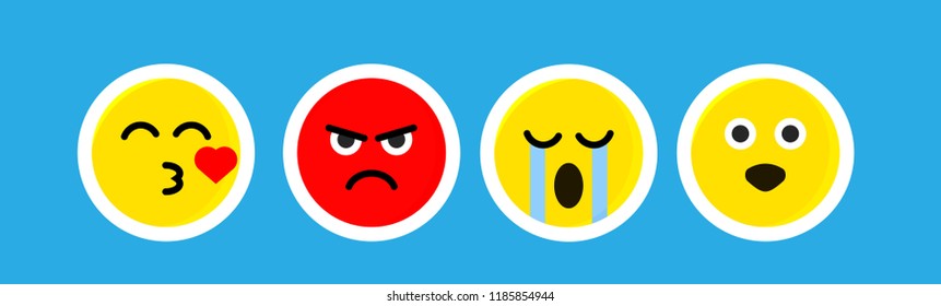 	
Set of Emoticon with Flat Design Style, social media reactions