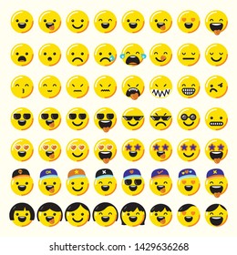 Set of emoticon flat design, vector illustration