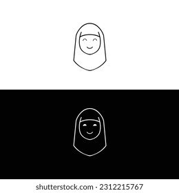 Set of emoticon hijab kids isolated on white background. hand drawn emoticon sticker