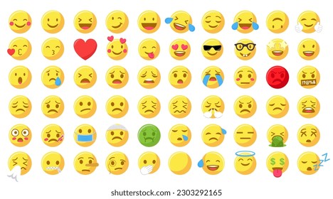 Conjunto de iconos emoticonos. Sonrisa emmoji al estilo de las caricaturas