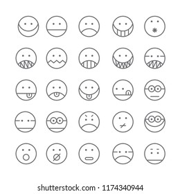 Set of Emoticon with simple line design style, social media reactions