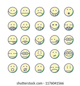 Set of Emoticon with simple line design style, social media reactions