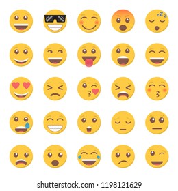 Set Of Emoticon Smile Icon In A Flat Design.