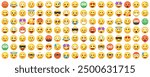 Set of emoticon smile icons. Cartoon emoji set. Vector emoticon set