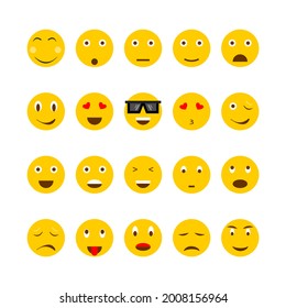 Set of emoticon smile icons. Cartoon emoji set. Vector emoticon set