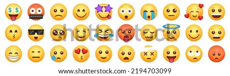 Set of emoticon smile icons. Cartoon emoji set. Vector emoticon set