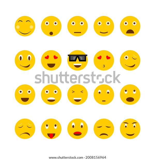 Set Emoticon Smile Icons Cartoon Emoji Stock Vector Royalty Free