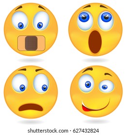 Set of Emoticon. Smiley icons, emoticons expressing emotion. Isolated vector illustration on white background.