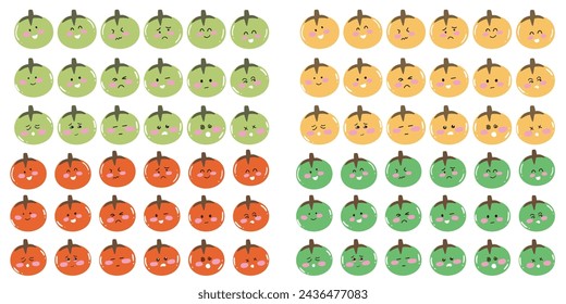 set of emoticon tomato variant expression doodles