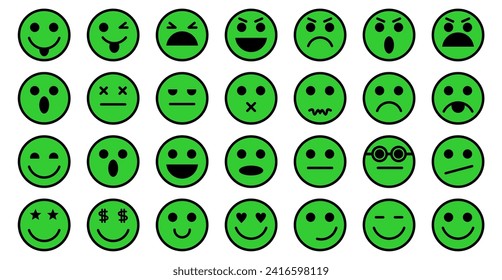 Set Emoticon Vector Ilustrasi Stok