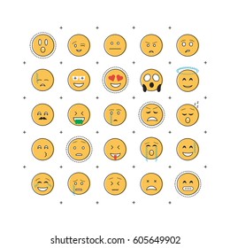 Set of emoticon vector with line isolated on white background. 
Emoji vector. Smile icon collection. Emoticon icon web. Simple flat style.