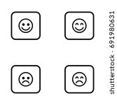 Set of emoticon vector thin line icons.