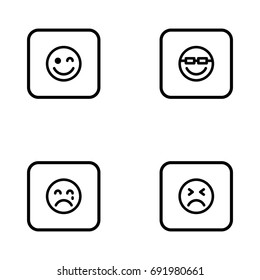 Set of emoticon vector thin line icons.