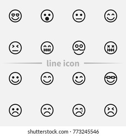 Set of emoticon vector thin line icons.