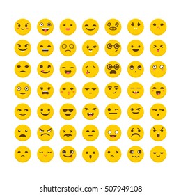 Set of emoticons. Avatars. Cute emoji icons. Flat design. Vector illustration