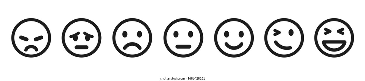 Set of emoticons buttons. Emoji social network reactions icon. Cartoon emoticons - vector