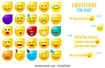 Set of emoticons for chat or messenger.