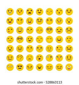 Set Emoticons Cute Emoji Icons Avatars Stock Vector (Royalty Free ...