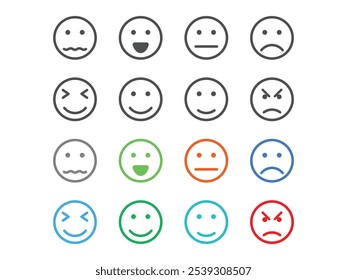 Conjunto de emoticonos con diferentes emociones Vector de diseño sobre fondo transparente
