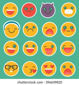 Set of emoticons with different emotions. Emoji.