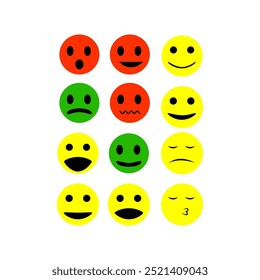 Set of emoticons with different emotions. Flat design. Vector illustration