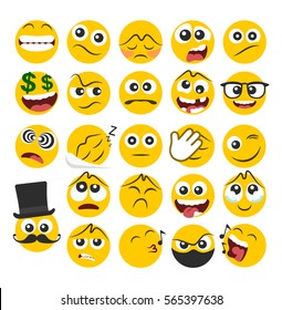 Set of emoticons with different emotions in a flat design. PART 2