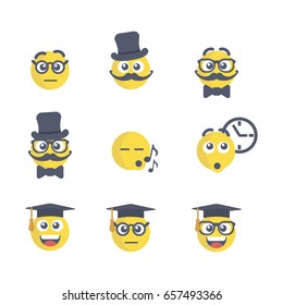 Set of emoticons with different emotions in a flat design. PART 9