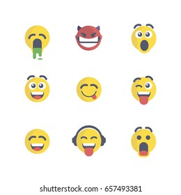 Set of emoticons with different emotions in a flat design. PART 5