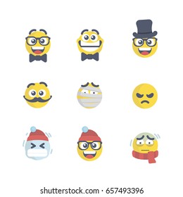 Set of emoticons with different emotions in a flat design. PART 10