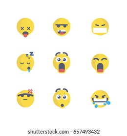 Set of emoticons with different emotions in a flat design. PART 7