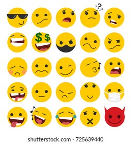 Set of emoticons with different emotions in a flat design. Part 2