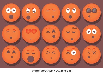 A set of emoticons with different moods. Vector