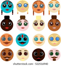 set of emoticons. different nationalities