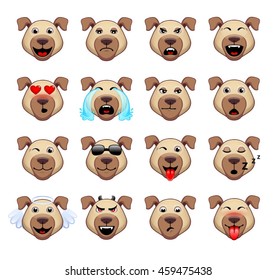 A set of emoticons. Dog. Isolated vector illustration on white background. Colored icons