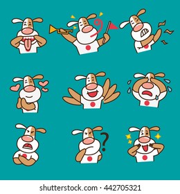 Set of Emoticons dog, vector