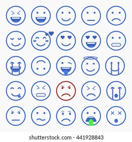 Set of Emoticons, Emoji and Avatar. Outline style illustrations - stock vector.