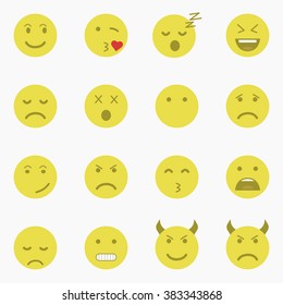 Set of Emoticons, Emoji and Avatar.Flat style illustrations - stock vector.