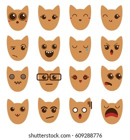 A set of emoticons emoticons. Emoji cat. Red emotional cats