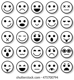 Conjunto de emoticonos. Conjunto de Emoji. Iconos emoticonos. Diseño plano emoticono. Colección de emoticonos. Ilustración vectorial aislada