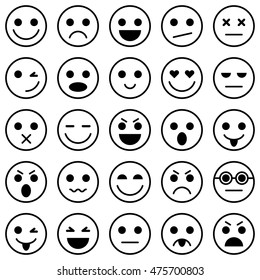 Set of Emoticons. Set of Emoji. Emoticon icons. Emoticon flat design. Emoticon collection. Isolated vector illustration