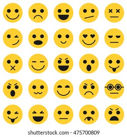 Set of Emoticons. Set of Emoji. Emoticon icons. Emoticon flat design. Emoticon collection. Isolated vector illustration