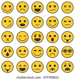 Set of Emoticons. Set of Emoji. Emoticon icons. Emoticon flat design. Emoticon collection. Isolated vector illustration