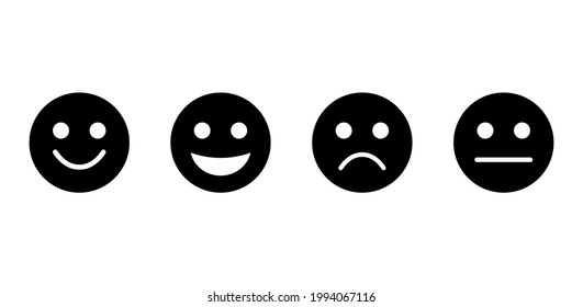 Set of emoticons. Emoji Faces collection. Happy and sad emoticons. Line emoticon - stock vector on white