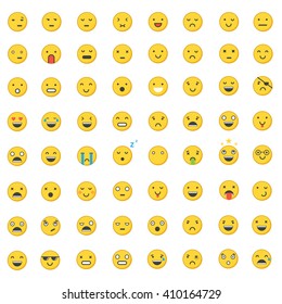 Set of emoticons, emoji, faces, smiles, avatars isolated on white background, vector illustrations set which can be used in your design.