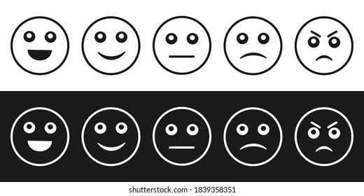 Set of Emoticons. Set of Emoji.  Feedback in form of emotions. Vector illustration