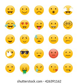 Set of Emoticons. Emoji flat design, avatar. Vector illustration isolated on white background.